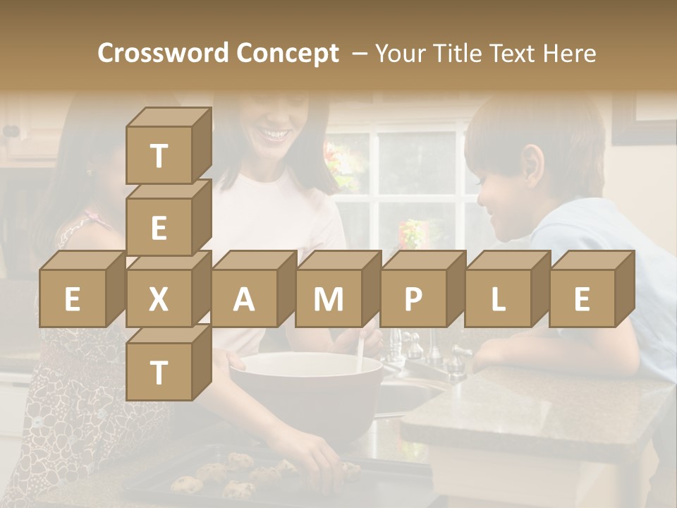 Hispanic Mother And Children In Kitchen Making Cookies. PowerPoint Template