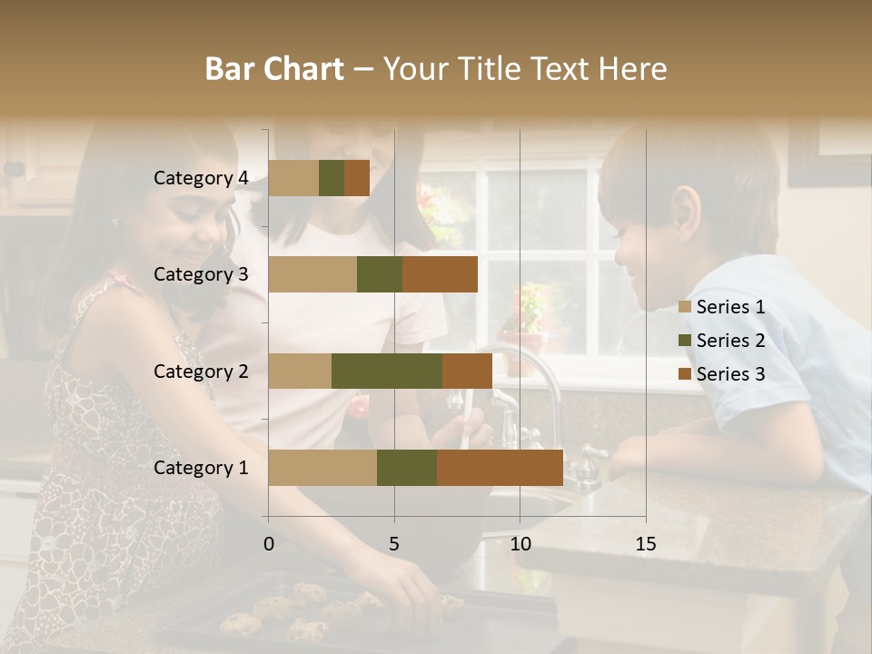 Hispanic Mother And Children In Kitchen Making Cookies. PowerPoint Template