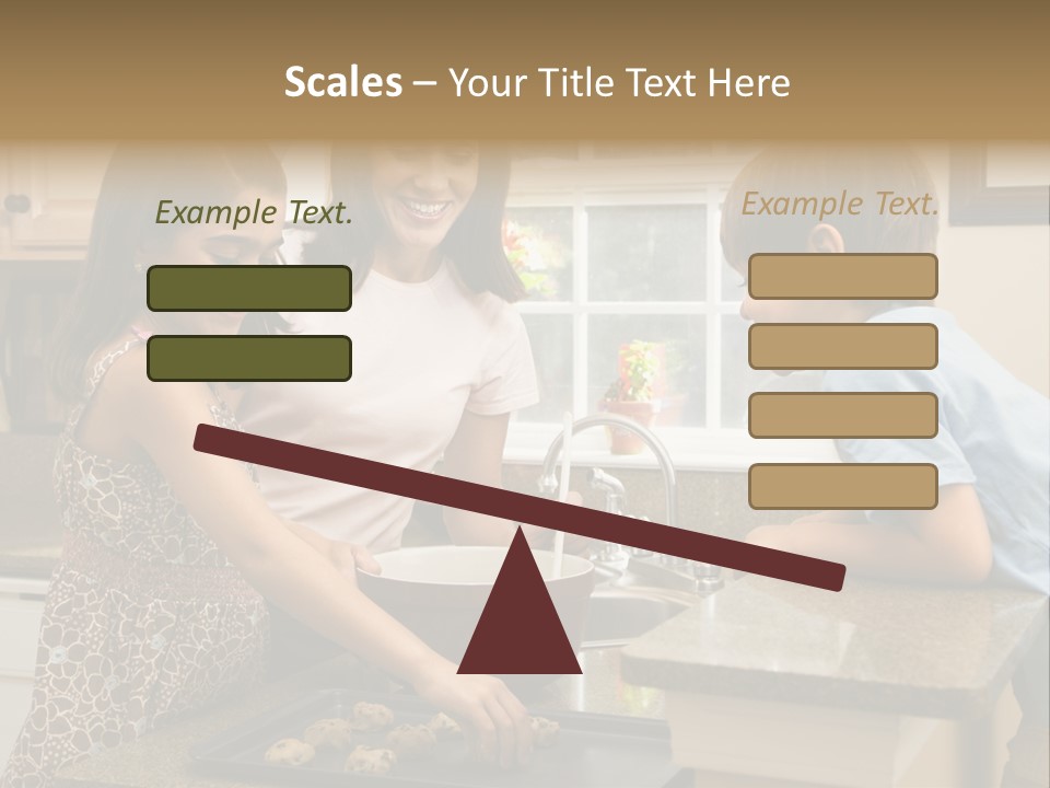Hispanic Mother And Children In Kitchen Making Cookies. PowerPoint Template