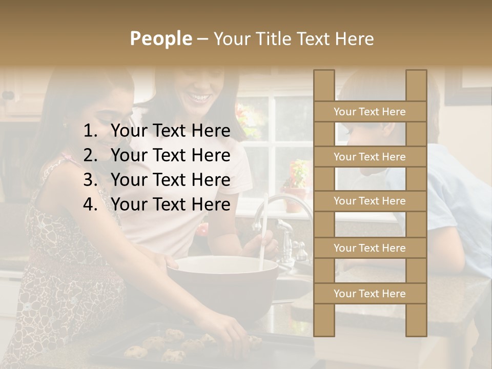Hispanic Mother And Children In Kitchen Making Cookies. PowerPoint Template