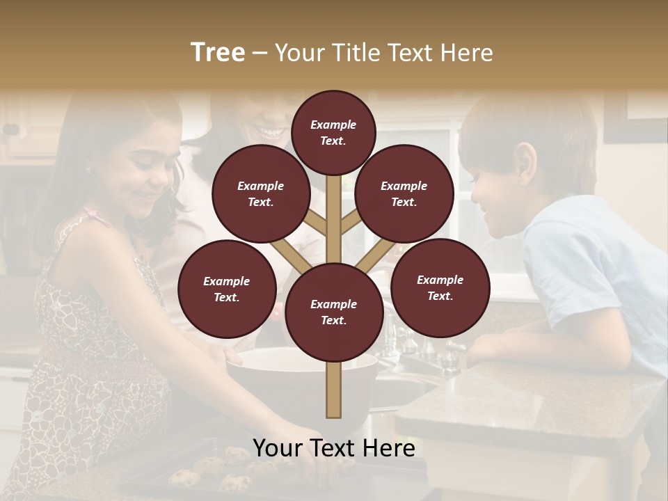 Hispanic Mother And Children In Kitchen Making Cookies. PowerPoint Template