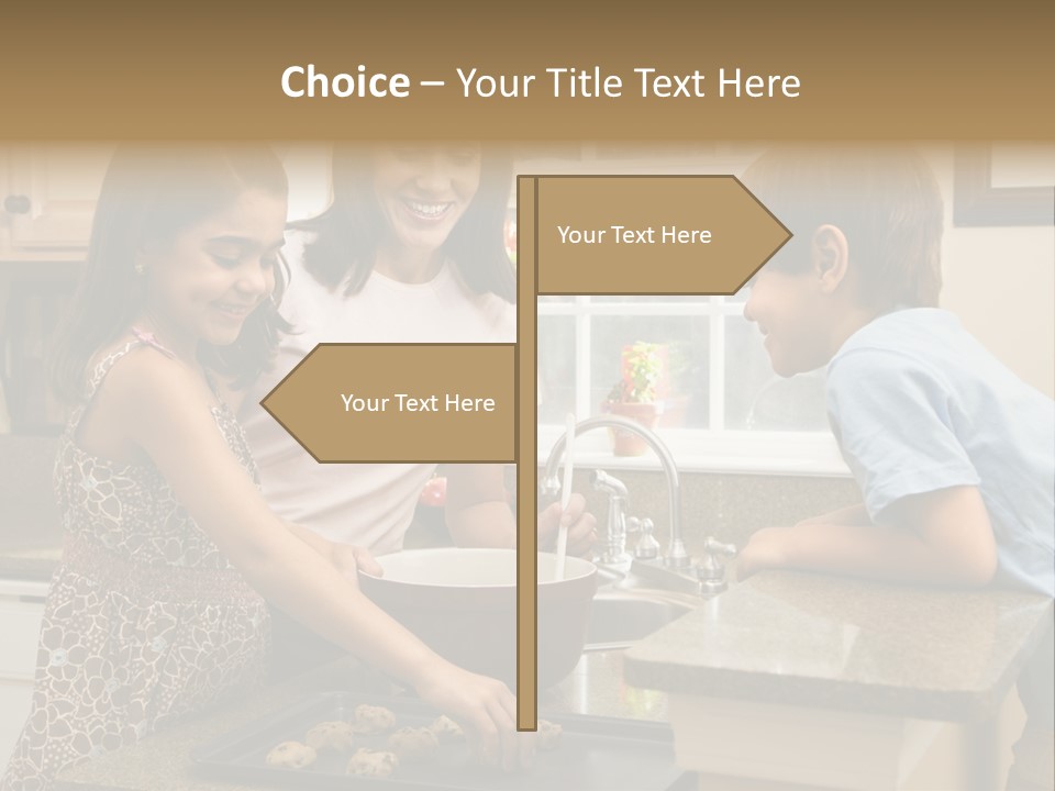 Hispanic Mother And Children In Kitchen Making Cookies. PowerPoint Template