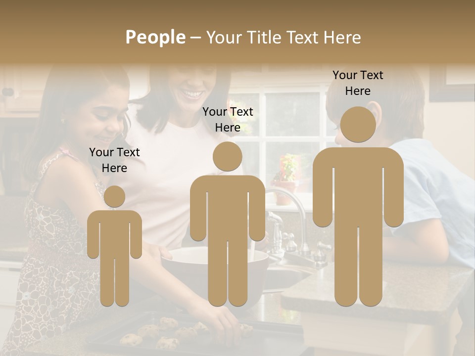 Hispanic Mother And Children In Kitchen Making Cookies. PowerPoint Template