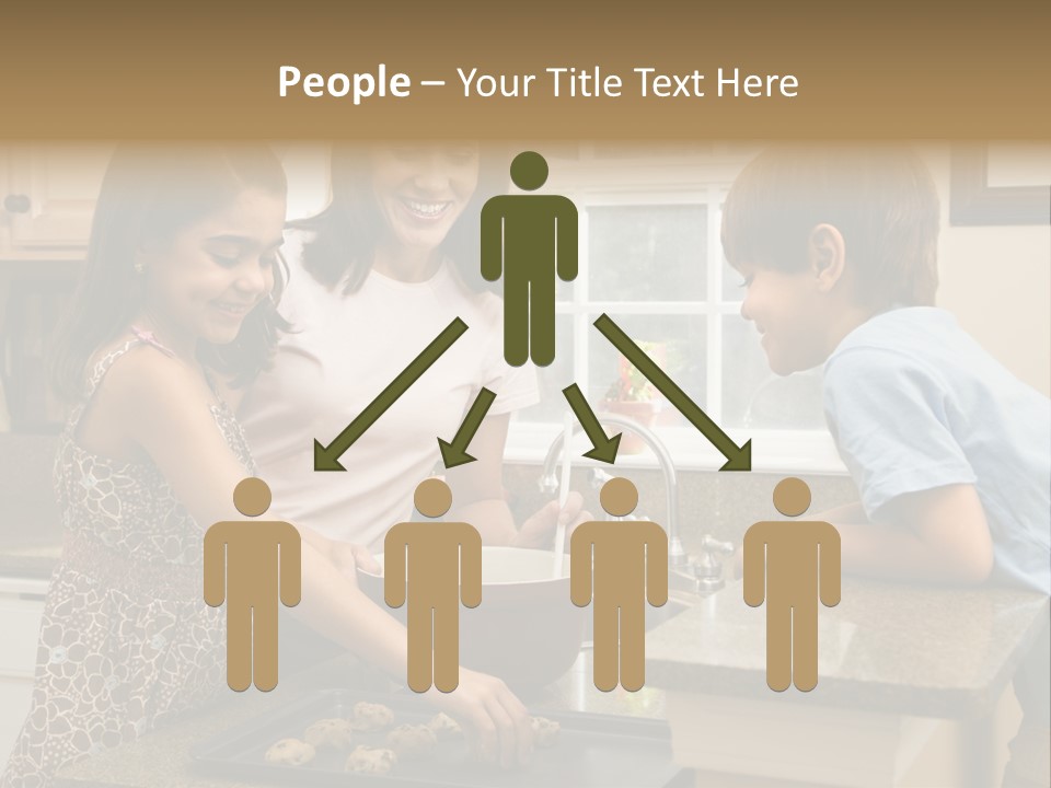 Hispanic Mother And Children In Kitchen Making Cookies. PowerPoint Template