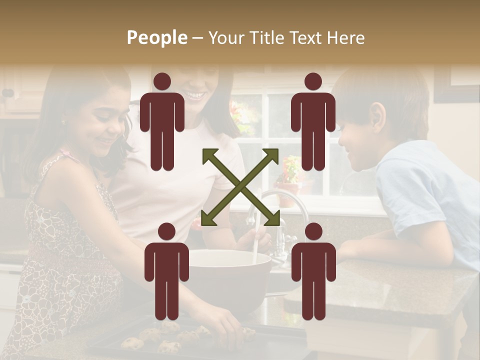 Hispanic Mother And Children In Kitchen Making Cookies. PowerPoint Template