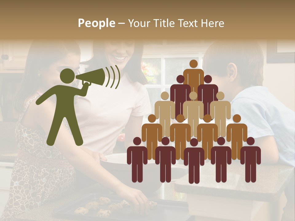 Hispanic Mother And Children In Kitchen Making Cookies. PowerPoint Template