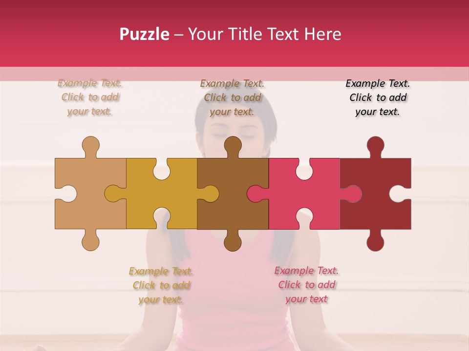 Young Woman Sitting On Floor Meditating In Yoga Lotus Pose With Legs Crossed And Eyes Closed. PowerPoint Template