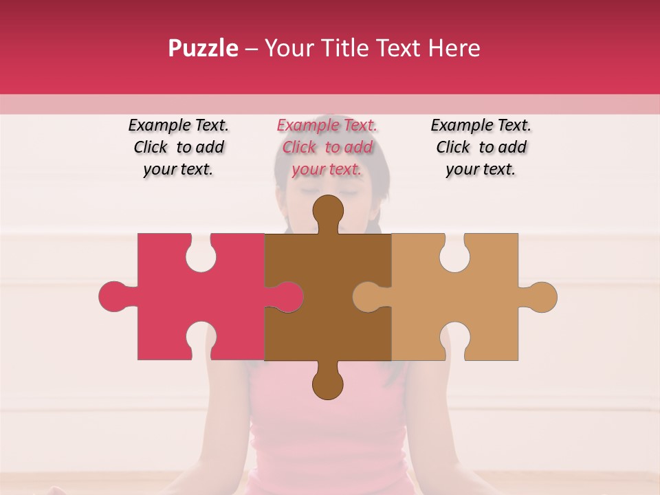 Young Woman Sitting On Floor Meditating In Yoga Lotus Pose With Legs Crossed And Eyes Closed. PowerPoint Template