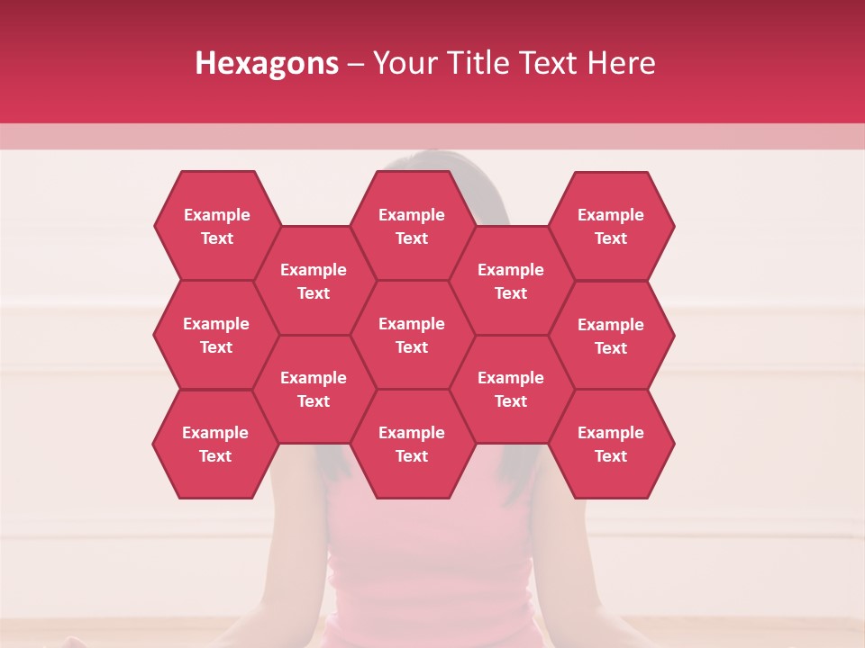 Young Woman Sitting On Floor Meditating In Yoga Lotus Pose With Legs Crossed And Eyes Closed. PowerPoint Template