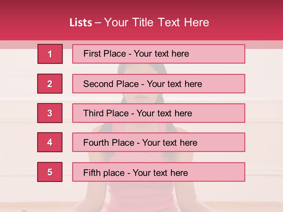 Young Woman Sitting On Floor Meditating In Yoga Lotus Pose With Legs Crossed And Eyes Closed. PowerPoint Template