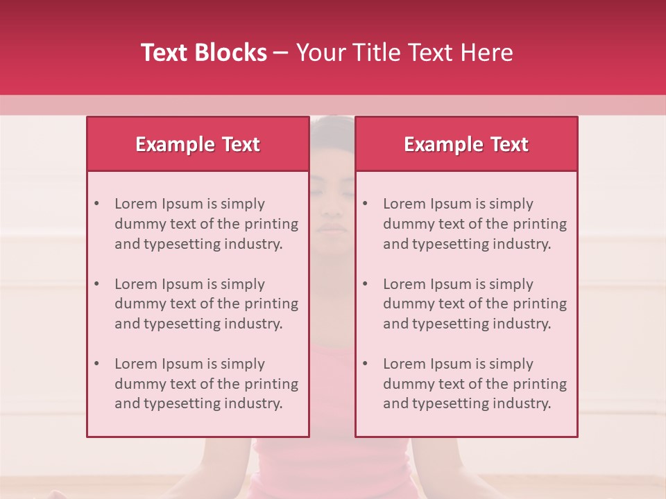 Young Woman Sitting On Floor Meditating In Yoga Lotus Pose With Legs Crossed And Eyes Closed. PowerPoint Template