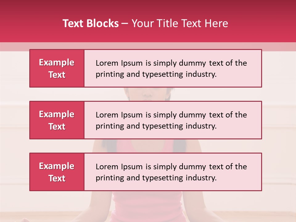 Young Woman Sitting On Floor Meditating In Yoga Lotus Pose With Legs Crossed And Eyes Closed. PowerPoint Template