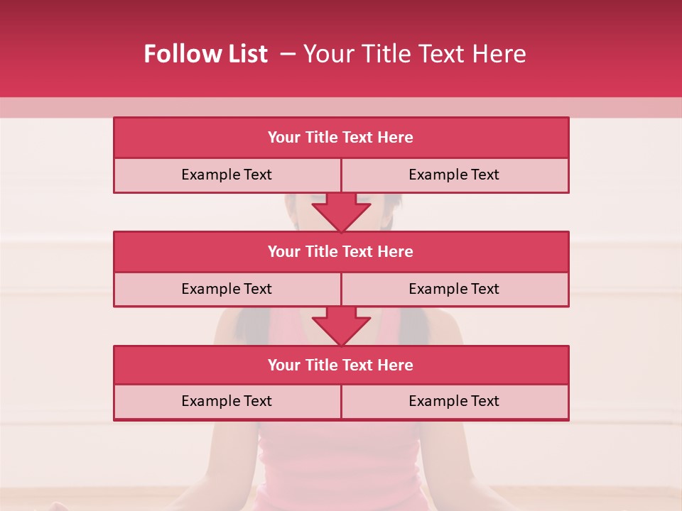 Young Woman Sitting On Floor Meditating In Yoga Lotus Pose With Legs Crossed And Eyes Closed. PowerPoint Template