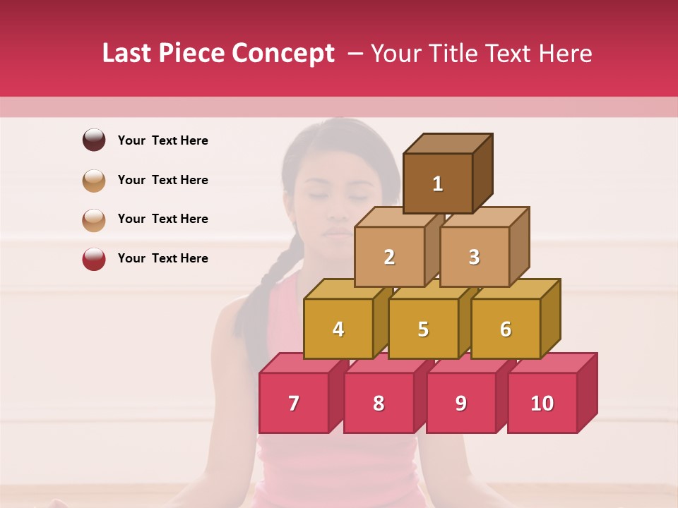 Young Woman Sitting On Floor Meditating In Yoga Lotus Pose With Legs Crossed And Eyes Closed. PowerPoint Template