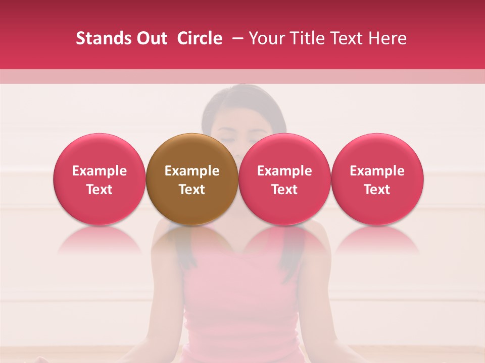 Young Woman Sitting On Floor Meditating In Yoga Lotus Pose With Legs Crossed And Eyes Closed. PowerPoint Template