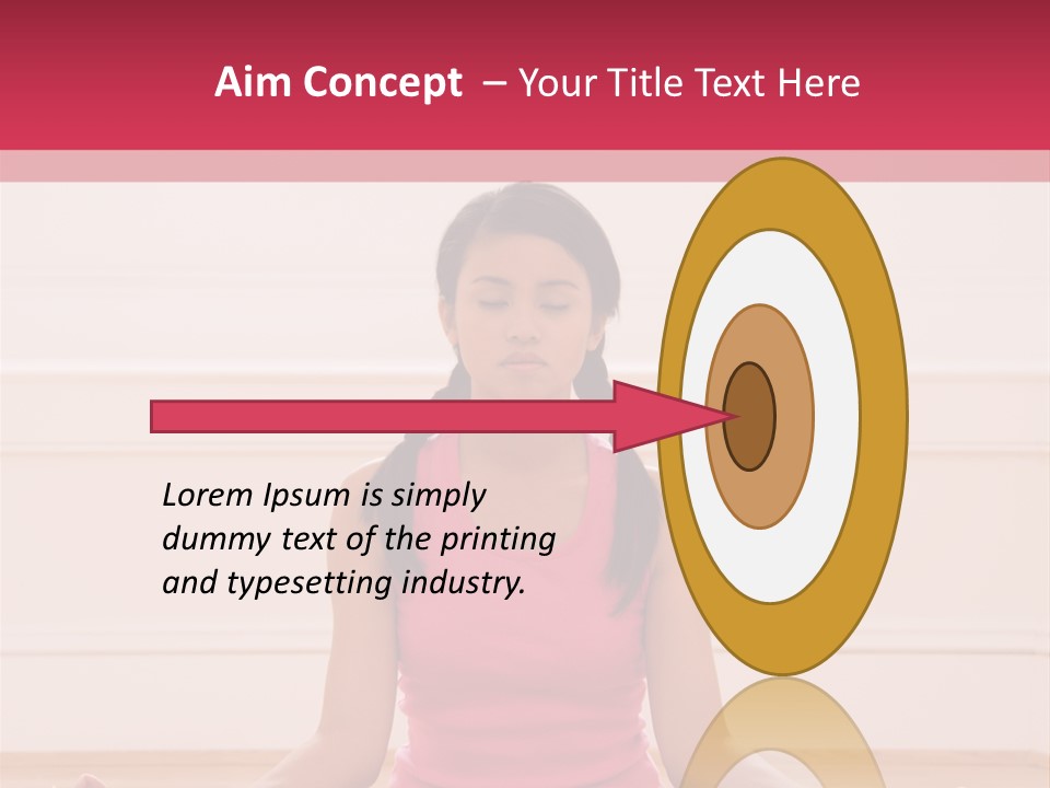 Young Woman Sitting On Floor Meditating In Yoga Lotus Pose With Legs Crossed And Eyes Closed. PowerPoint Template