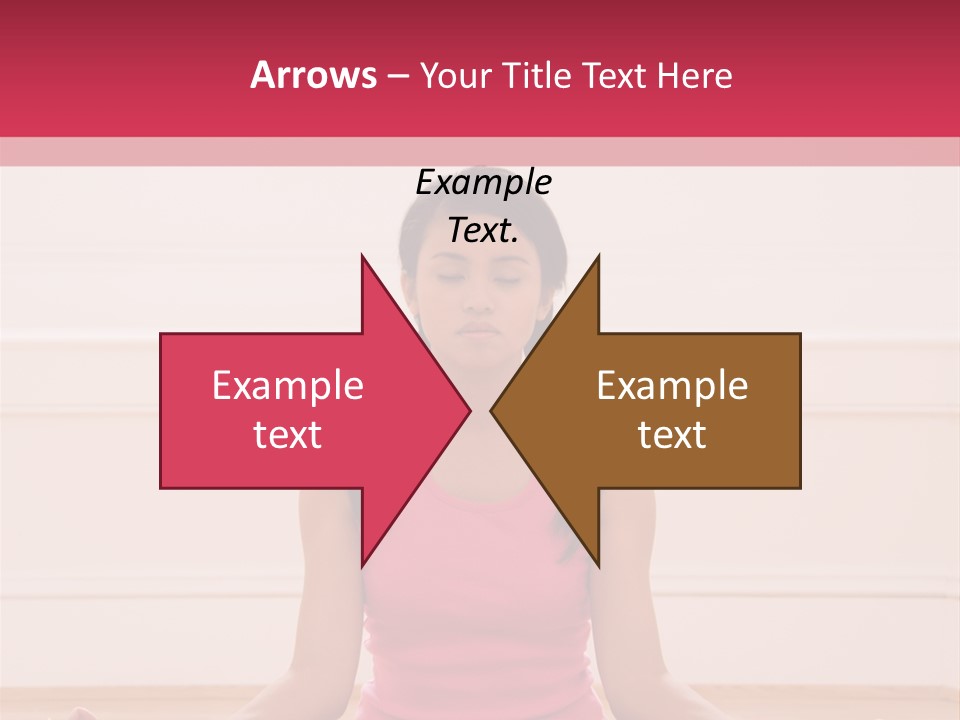 Young Woman Sitting On Floor Meditating In Yoga Lotus Pose With Legs Crossed And Eyes Closed. PowerPoint Template