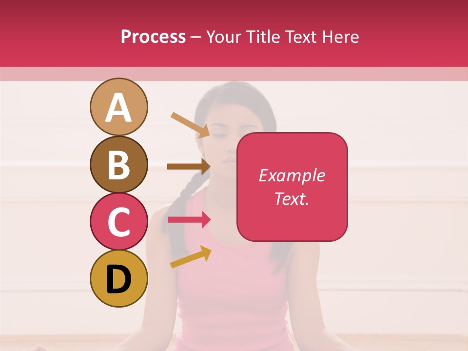 Young Woman Sitting On Floor Meditating In Yoga Lotus Pose With Legs Crossed And Eyes Closed. PowerPoint Template