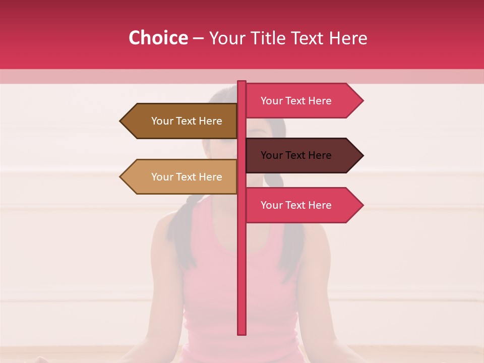 Young Woman Sitting On Floor Meditating In Yoga Lotus Pose With Legs Crossed And Eyes Closed. PowerPoint Template