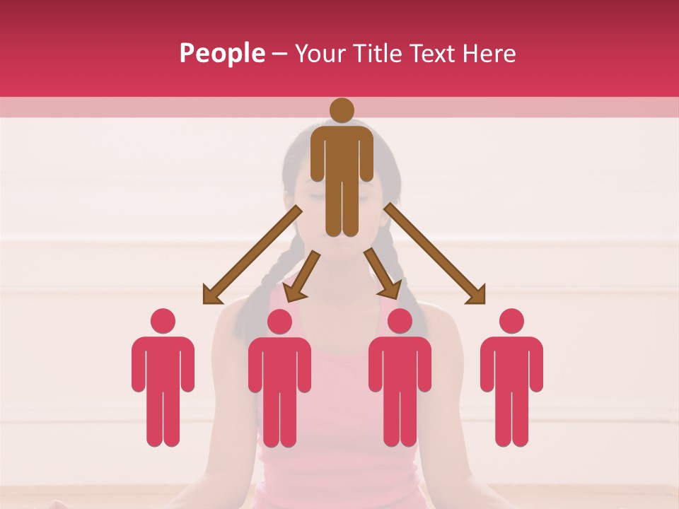 Young Woman Sitting On Floor Meditating In Yoga Lotus Pose With Legs Crossed And Eyes Closed. PowerPoint Template