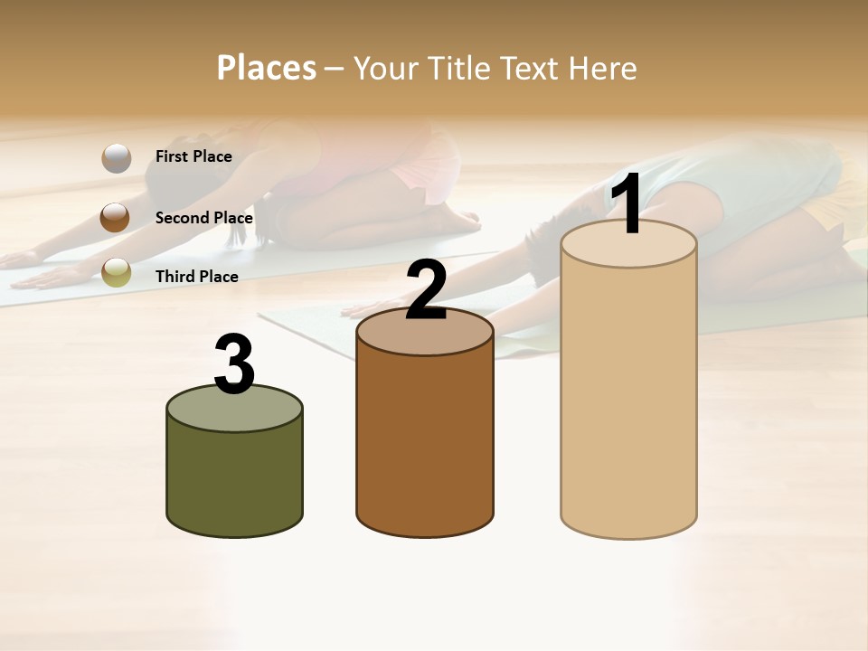 Two Young Women On Yoga Mats Doing Child's Pose. PowerPoint Template