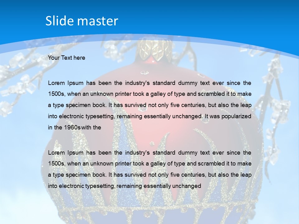 Red Christmas Ball On Winter Tree PowerPoint Template