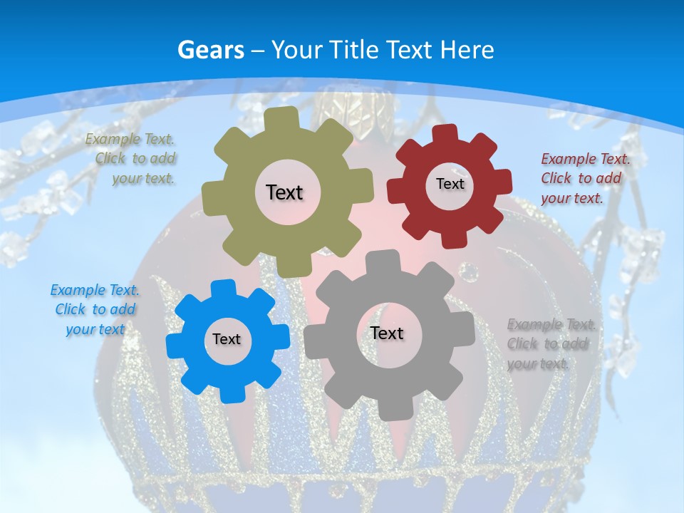 Red Christmas Ball On Winter Tree PowerPoint Template