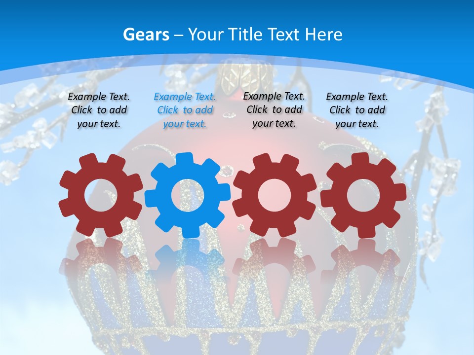 Red Christmas Ball On Winter Tree PowerPoint Template