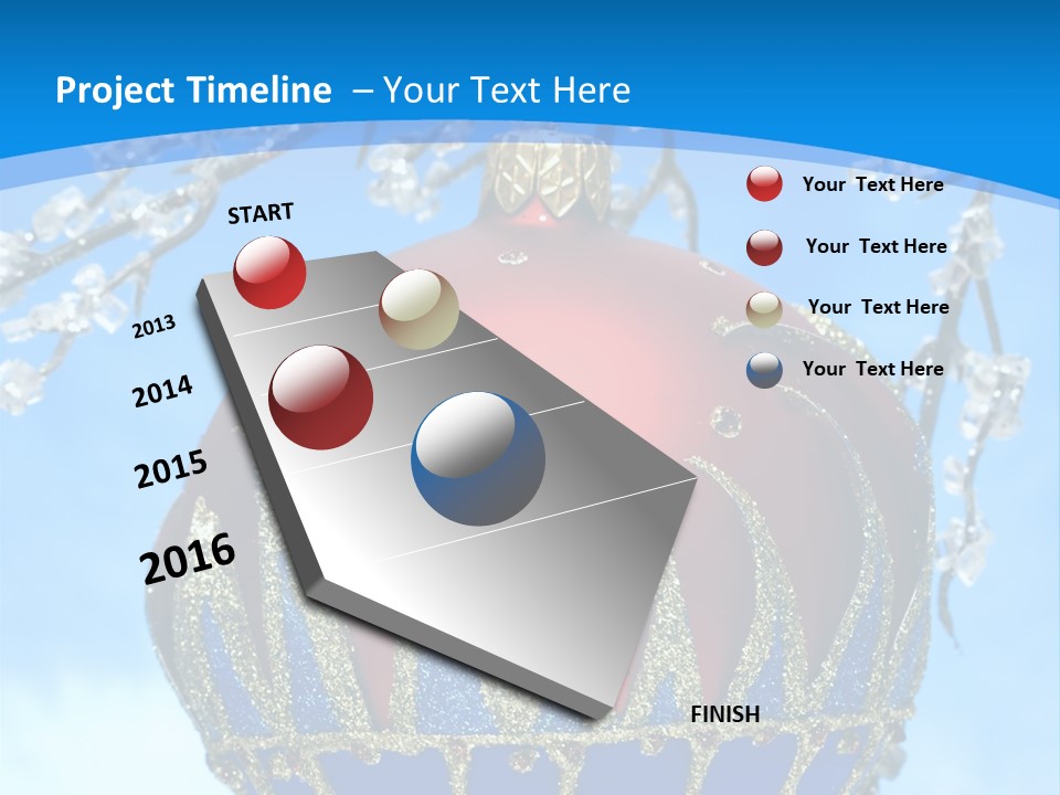 Red Christmas Ball On Winter Tree PowerPoint Template