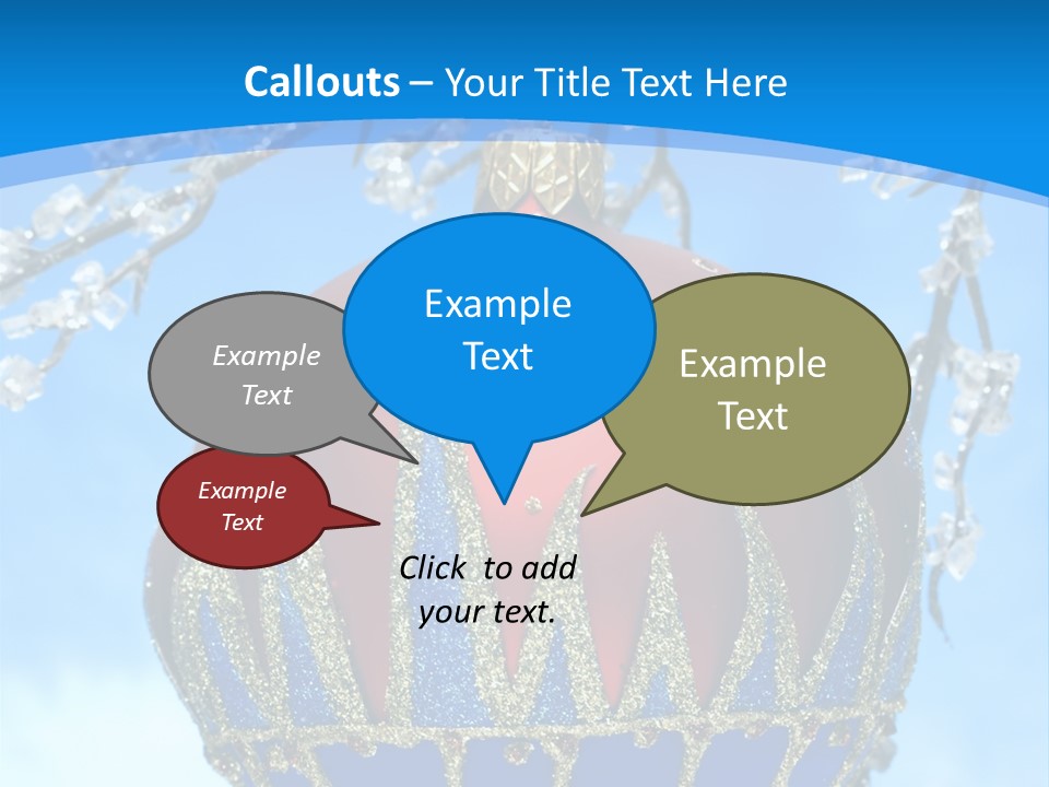 Red Christmas Ball On Winter Tree PowerPoint Template