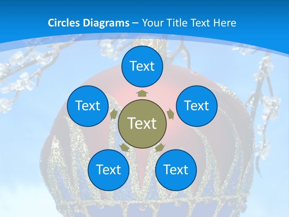 Red Christmas Ball On Winter Tree PowerPoint Template