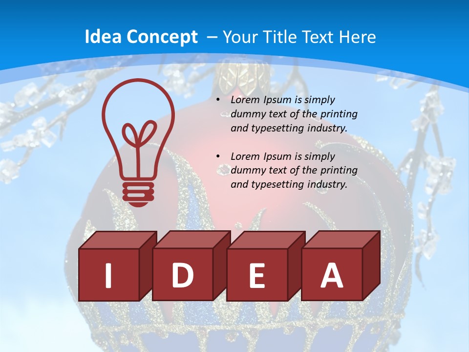 Red Christmas Ball On Winter Tree PowerPoint Template