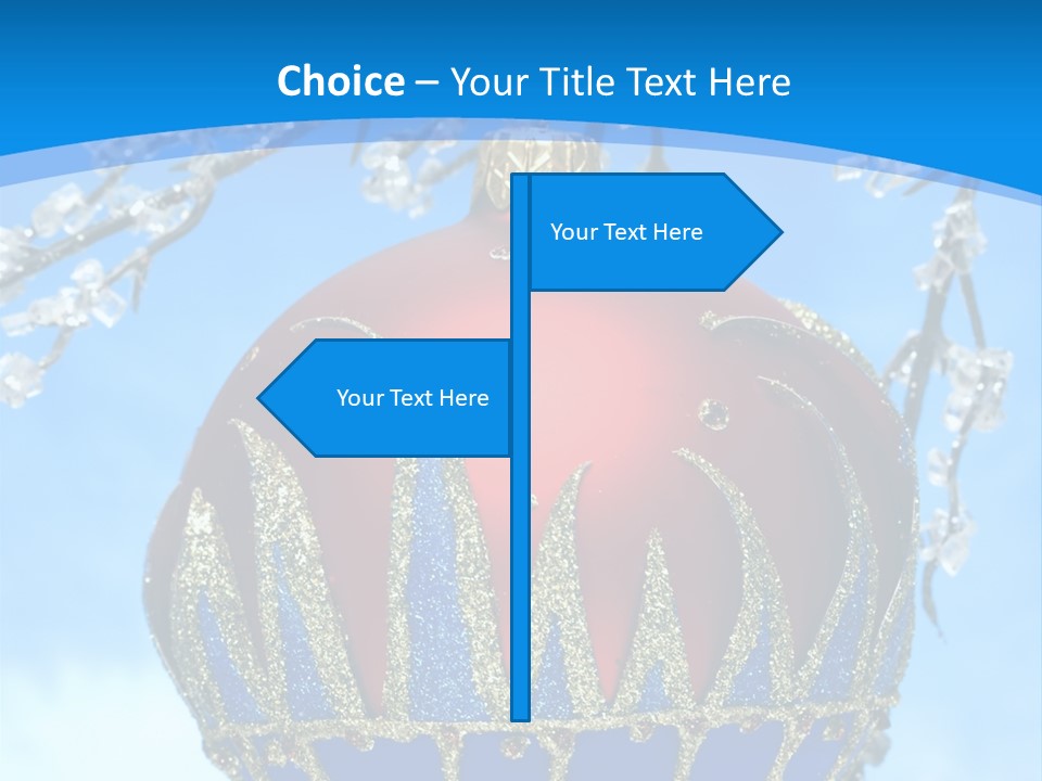 Red Christmas Ball On Winter Tree PowerPoint Template