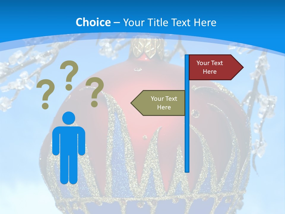 Red Christmas Ball On Winter Tree PowerPoint Template