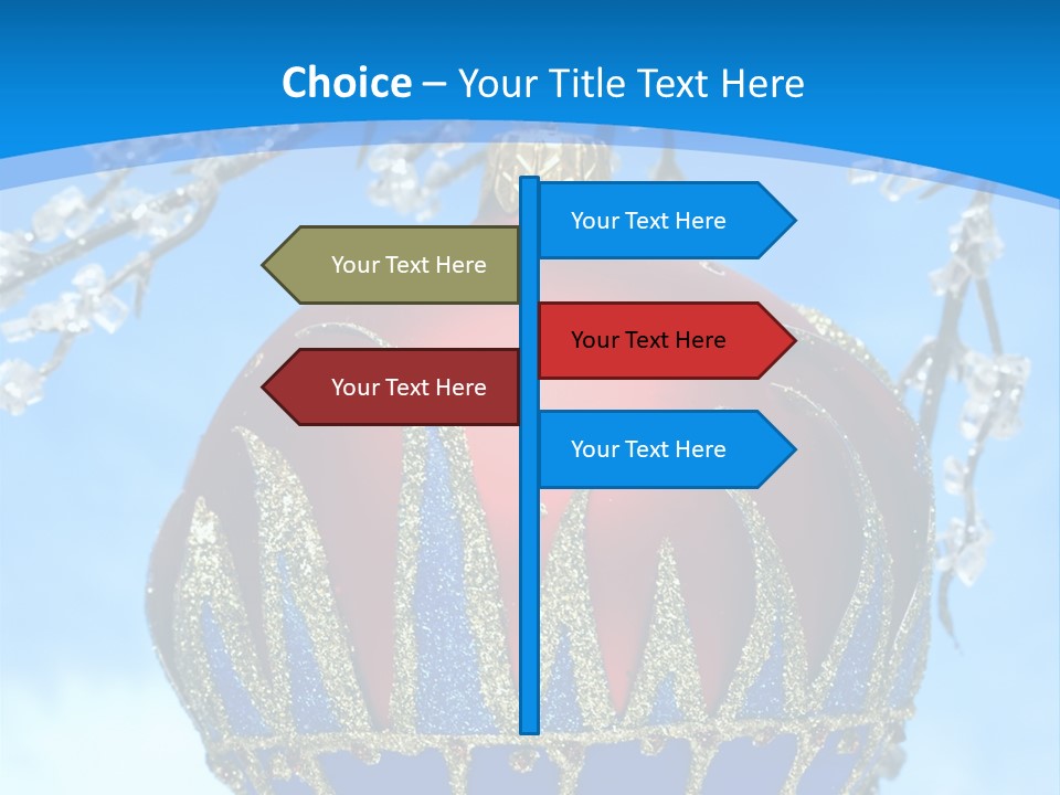 Red Christmas Ball On Winter Tree PowerPoint Template