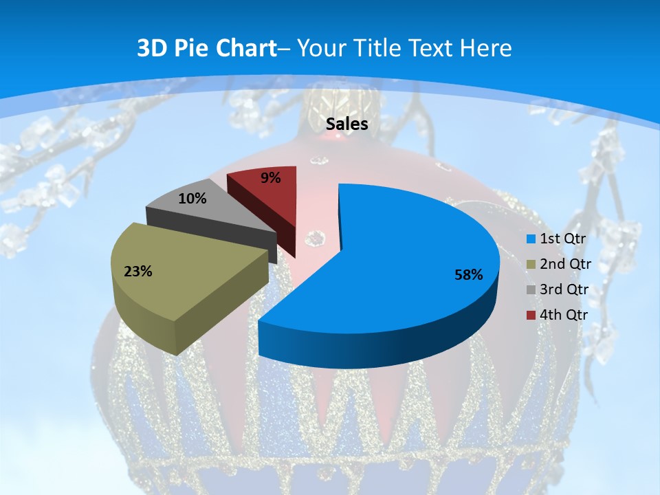 Red Christmas Ball On Winter Tree PowerPoint Template