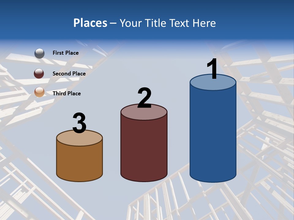 New Residential Construction Home Framing Against A Deep Blue Sky. PowerPoint Template