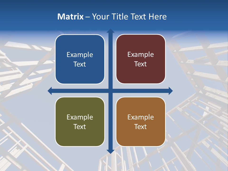 New Residential Construction Home Framing Against A Deep Blue Sky. PowerPoint Template