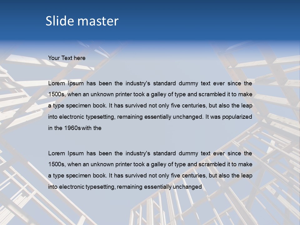 New Residential Construction Home Framing Against A Deep Blue Sky. PowerPoint Template