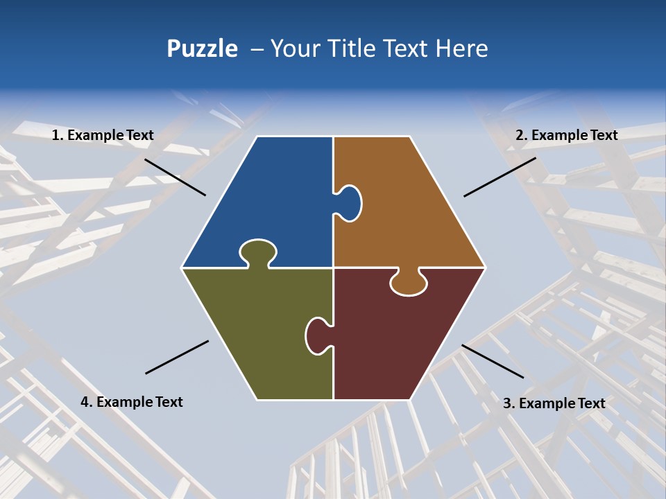 New Residential Construction Home Framing Against A Deep Blue Sky. PowerPoint Template