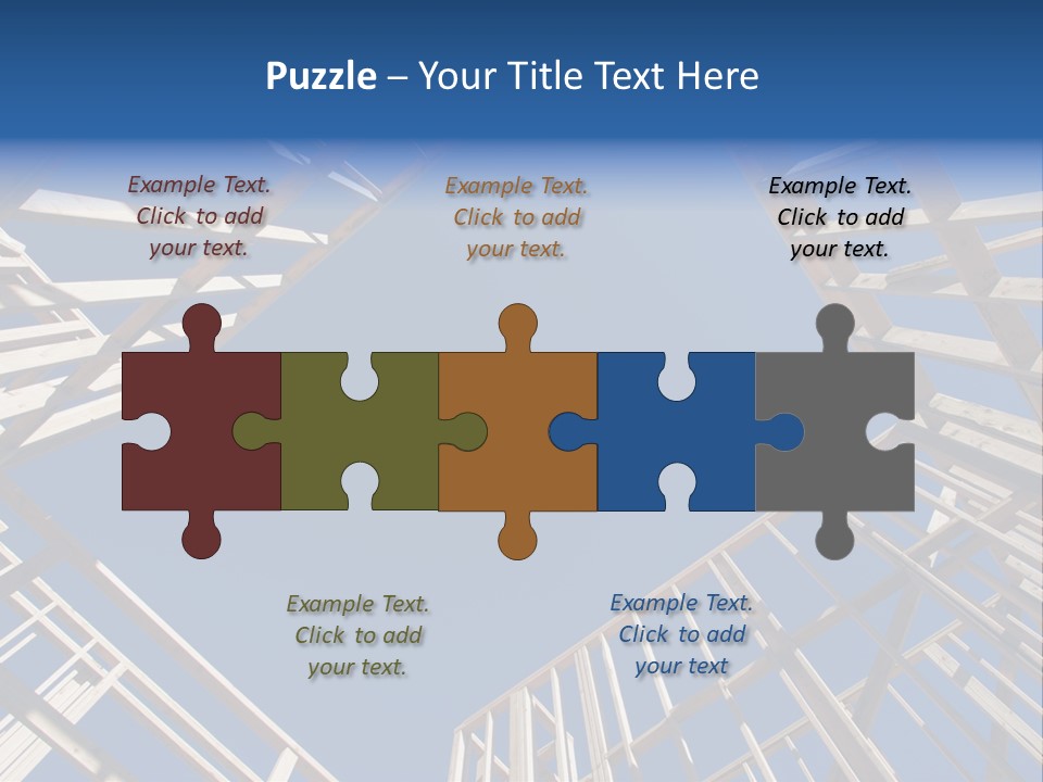 New Residential Construction Home Framing Against A Deep Blue Sky. PowerPoint Template