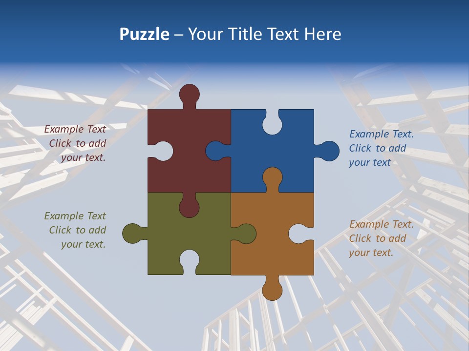 New Residential Construction Home Framing Against A Deep Blue Sky. PowerPoint Template