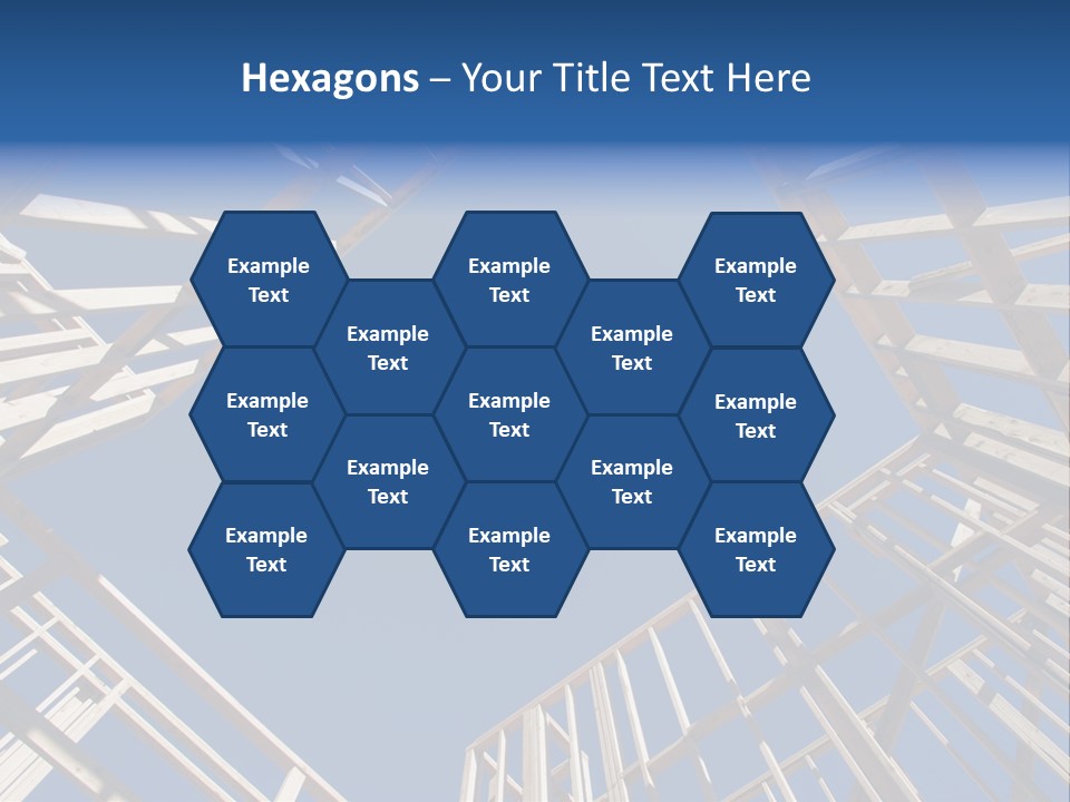 New Residential Construction Home Framing Against A Deep Blue Sky. PowerPoint Template