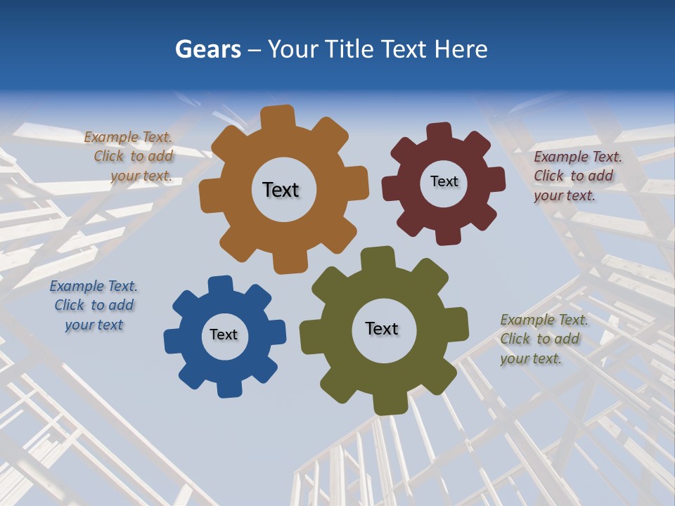 New Residential Construction Home Framing Against A Deep Blue Sky. PowerPoint Template
