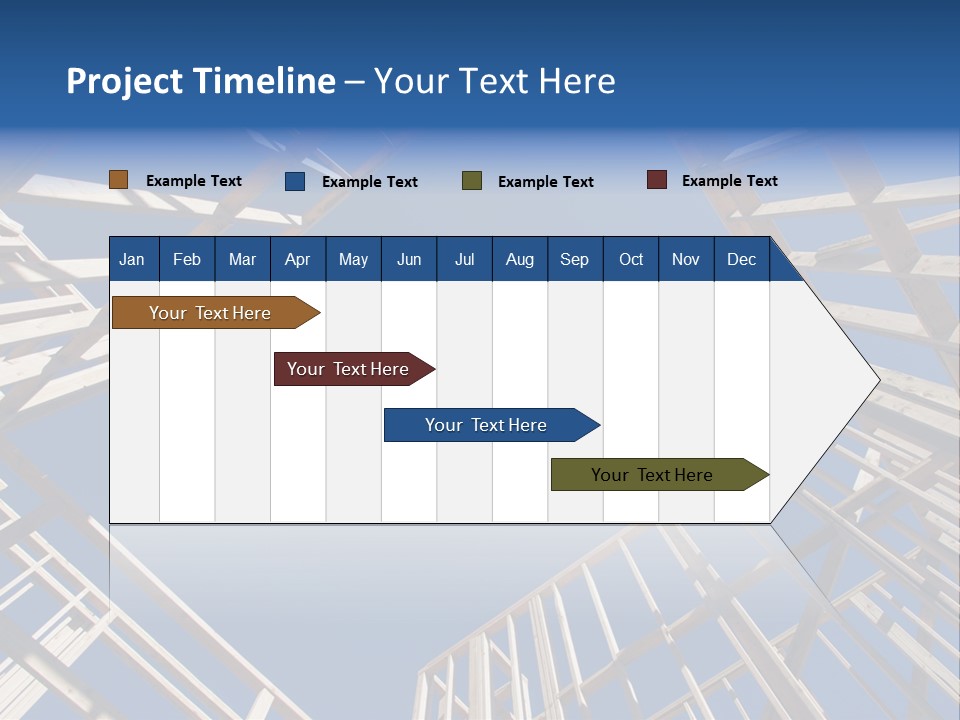 New Residential Construction Home Framing Against A Deep Blue Sky. PowerPoint Template