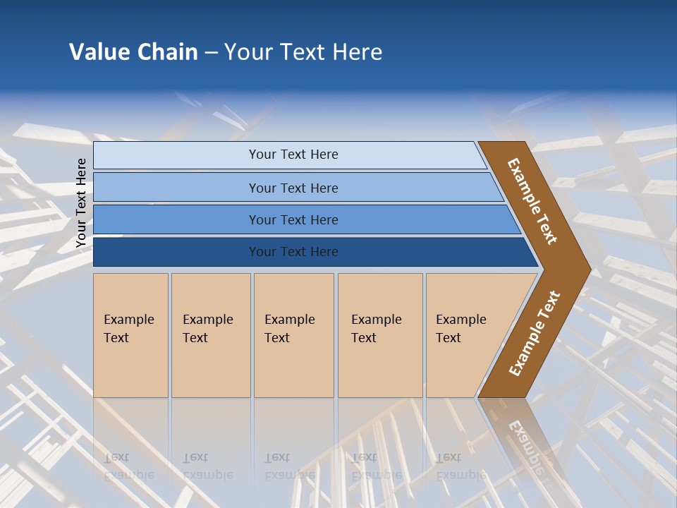 New Residential Construction Home Framing Against A Deep Blue Sky. PowerPoint Template
