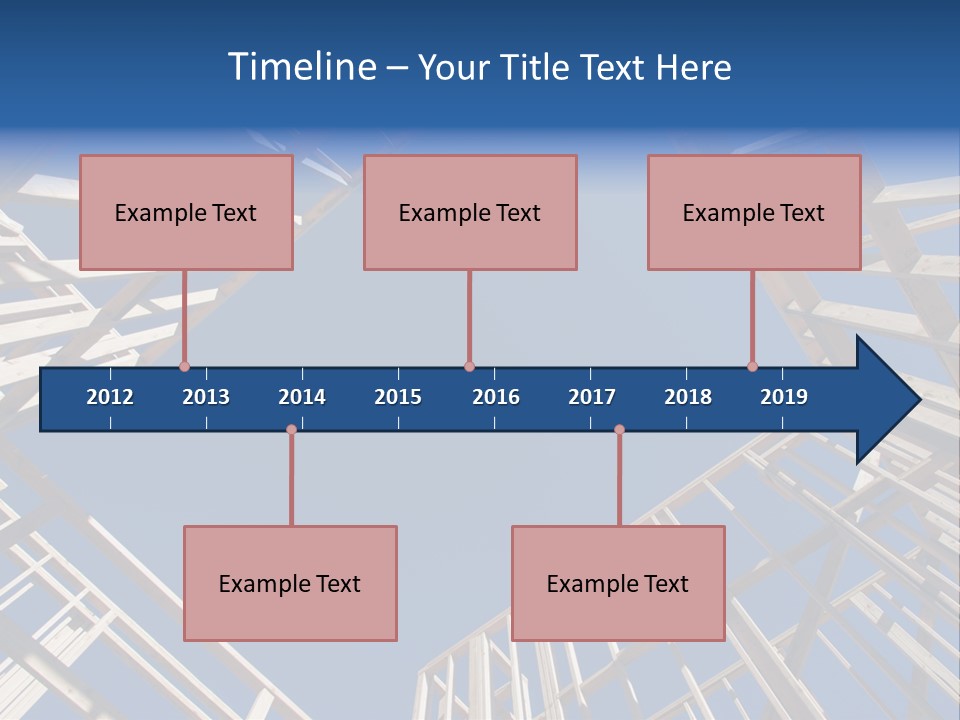 New Residential Construction Home Framing Against A Deep Blue Sky. PowerPoint Template