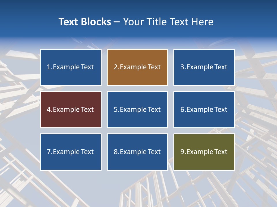 New Residential Construction Home Framing Against A Deep Blue Sky. PowerPoint Template