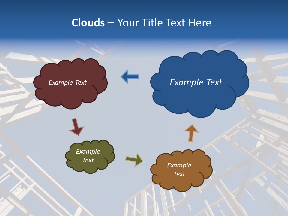 New Residential Construction Home Framing Against A Deep Blue Sky. PowerPoint Template