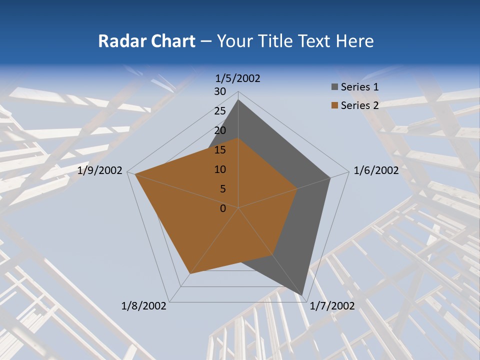 New Residential Construction Home Framing Against A Deep Blue Sky. PowerPoint Template